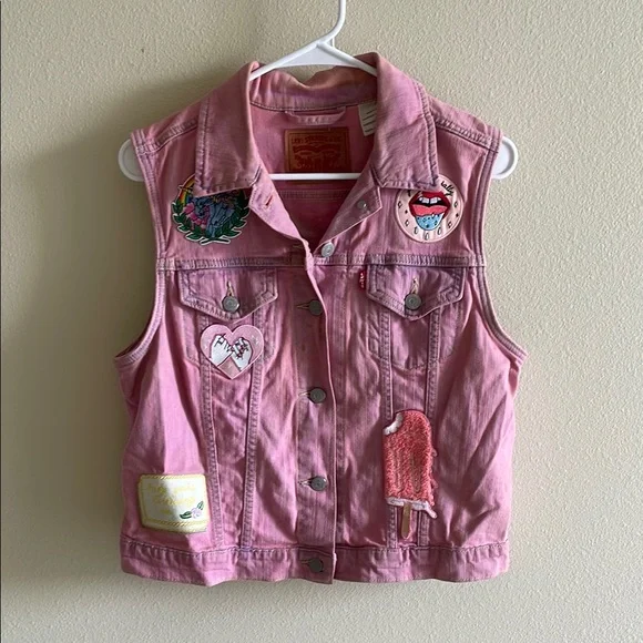 Pink Levi's Trucker Vest Womens Womens Jacket Pink Levi Denim